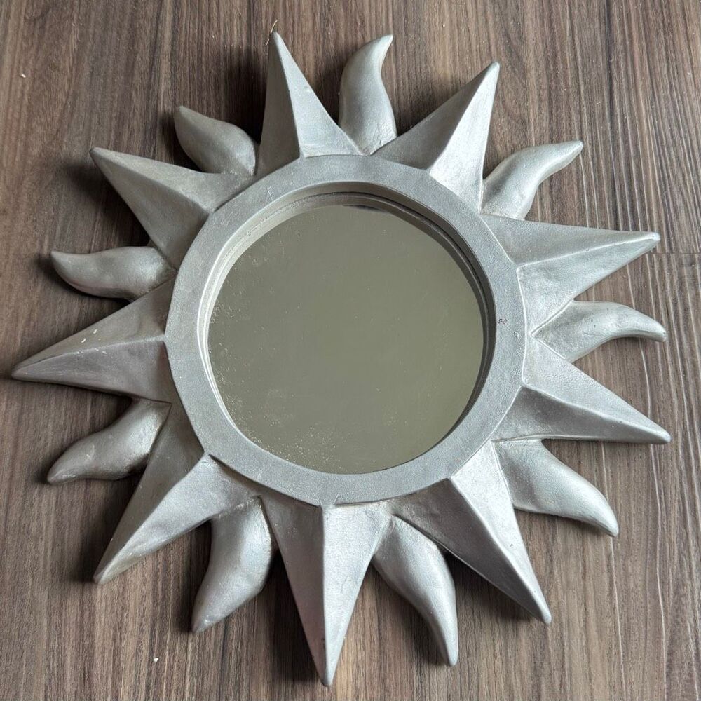 Vintage Y2K 90’s Celestial Sun Mirror Whimsigoth Boho Decor Silver